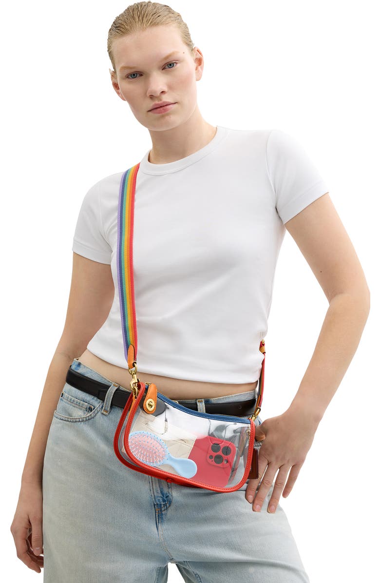 COACH Originals Rainbow PVC Clear Shoulder Bag, Alternate, color,