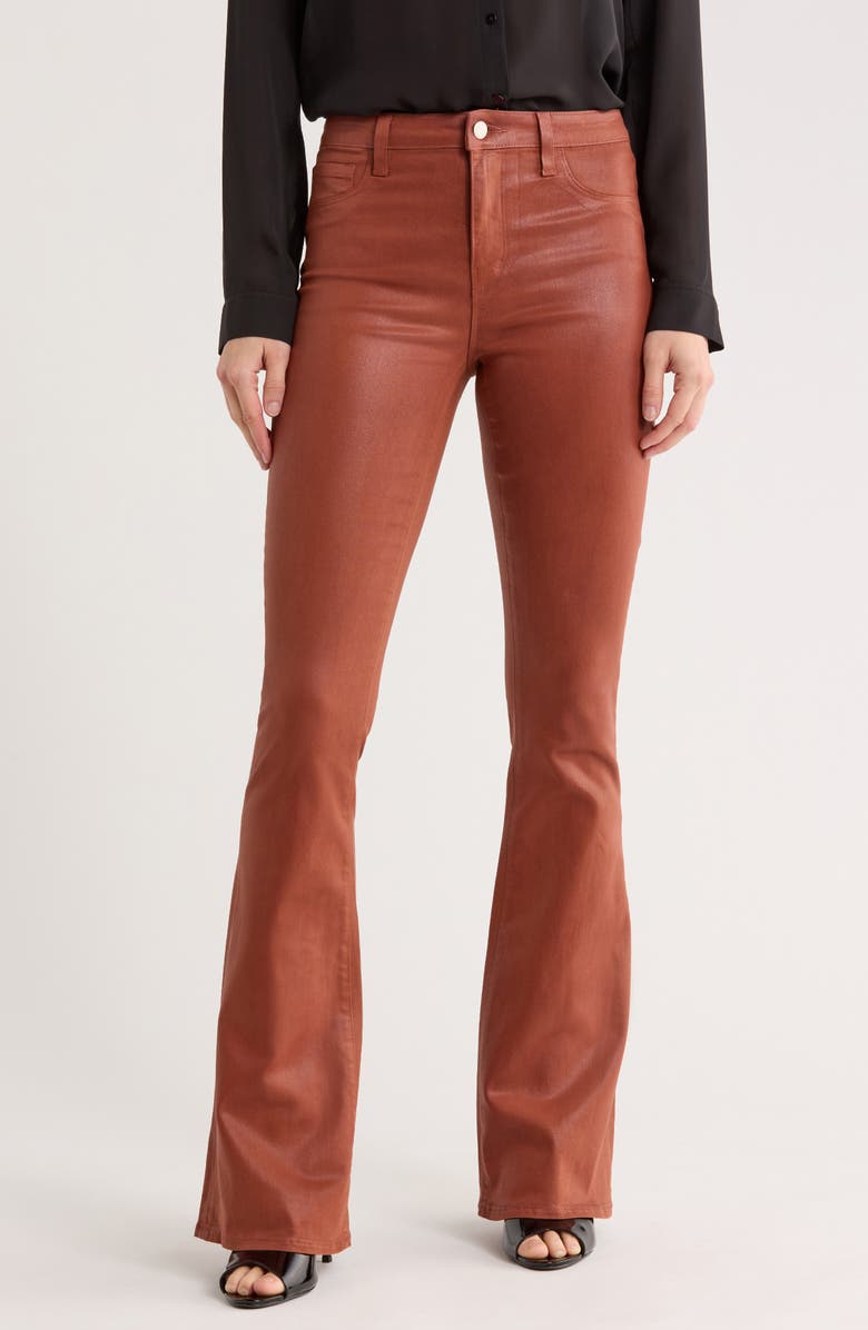 L'AGENCE Marty Coated High Waist Flare Leg Jeans, Main, color, Rich Ginger Coated