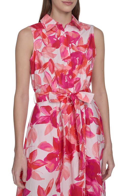CALVIN KLEIN CALVIN KLEIN FLORAL SLEEVELESS COTTON SHIRTDRESS 