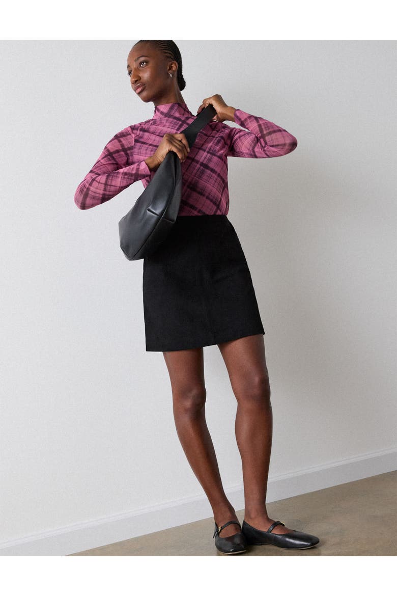 Check Print Mesh Top, Alternate, color, Pink/Multi