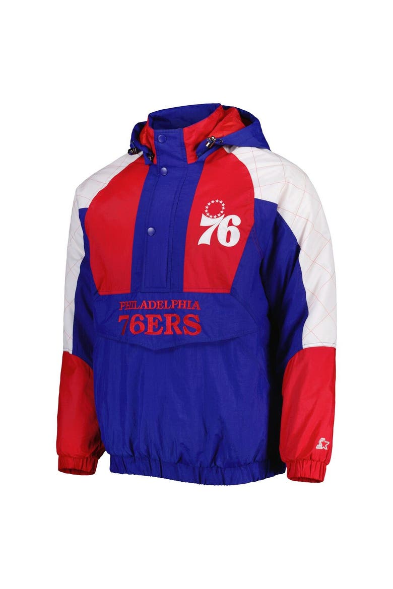 Men's Starter Royal Philadelphia 76ers Body Check Raglan Hoodie Half-Zip Jacket, Alternate, color, Royal