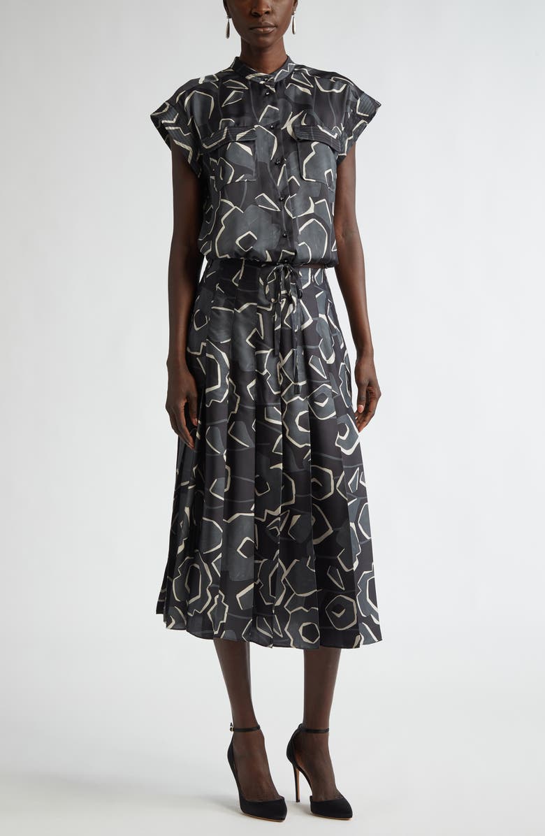 St. John Collection Cubist Floral Cap Sleeve Top, Alternate, color, 