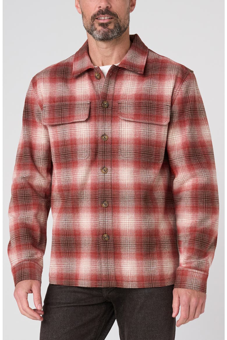 Plaid Flannel Overshirt, Main, color, RUST BROWN IVORY