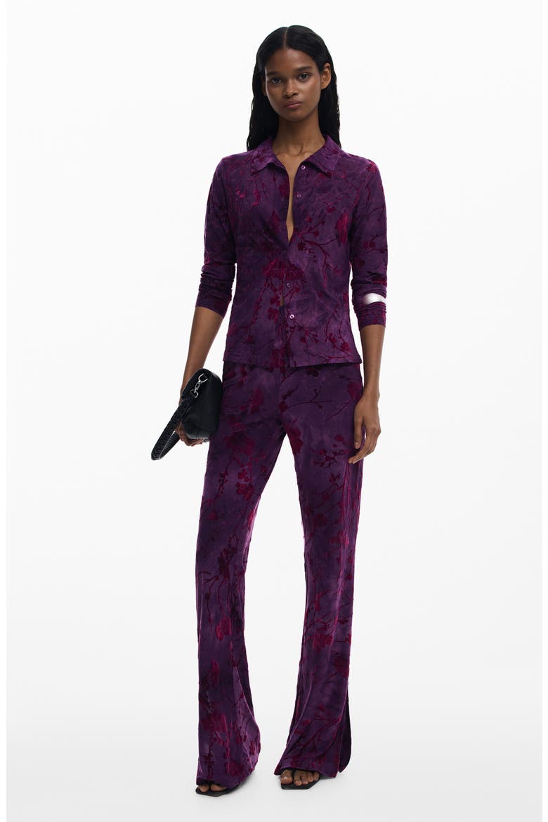 Floral Burnout Flare Pants, Alternate, color, MEDIUM PURPLE