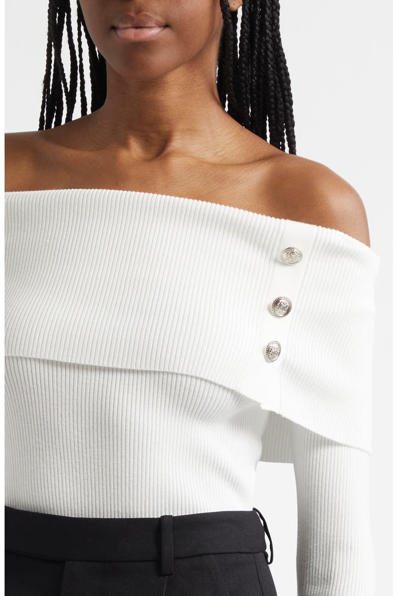 The Imani Off the Shoulder Rib Sweater, Alternate, color, SKY WHITE
