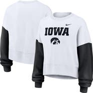Nike Women's Nike White Iowa Hawkeyes Color-Block Oversized Cropped Pullover Sweatshirt