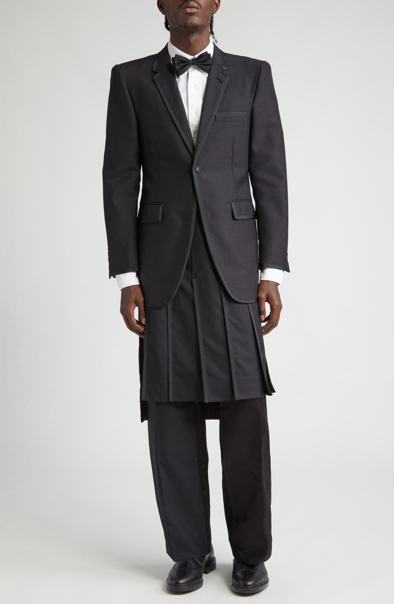 Thom Browne Collage Pleated Wool Trouser Skirt, Alternate, color,