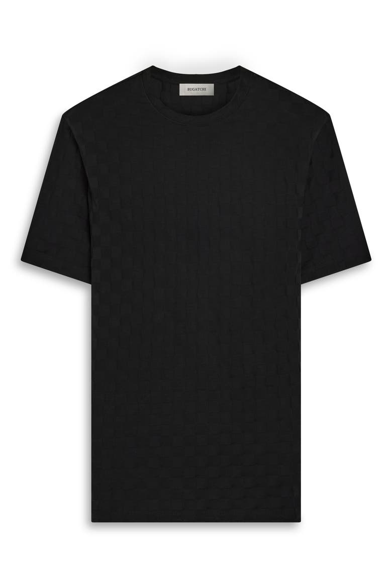 Check Jacquard Mercerized Cotton T-Shirt, Alternate, color, BLACK