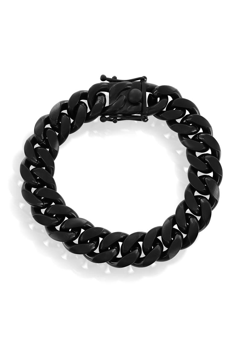 Men's Stainless Steel Cuban Chain Bracelet, Main, color, BLACK