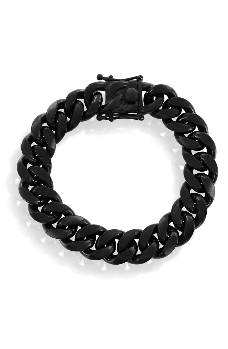 BLACKJACK Men's Stainless Steel Cuban Chain Bracelet, Main, color, 