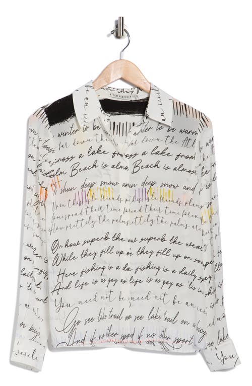 Alice And Olivia Alice + Olivia Willa Silk Hidden Placket Top In Neutral