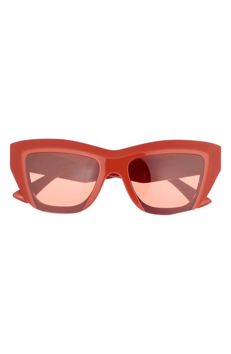 Bottega Veneta 52mm Cat Eye Sunglasses, Main, color, Orange Orange Orange