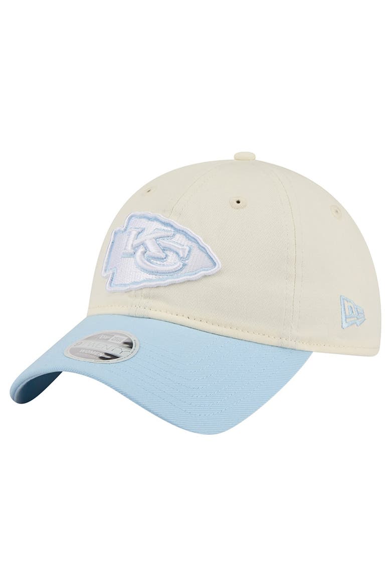 Women's New Era Cream/Coastal Blue Kansas City Chiefs 9TWENTY Adjustable Hat, Main, color, Cream