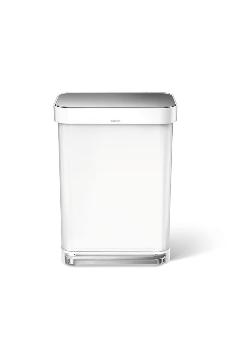 simplehuman 55L rectangular step can with liner pocket, Alternate, color, White