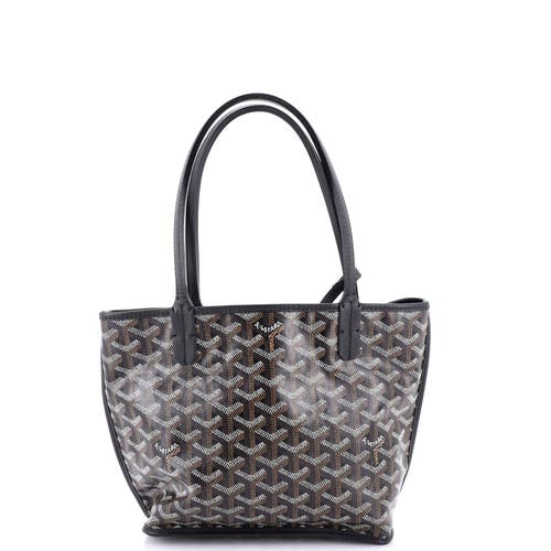Pre-owned Goyard Goyard Anjou Reversible Tote Printed Coated Canvas Mini In Black