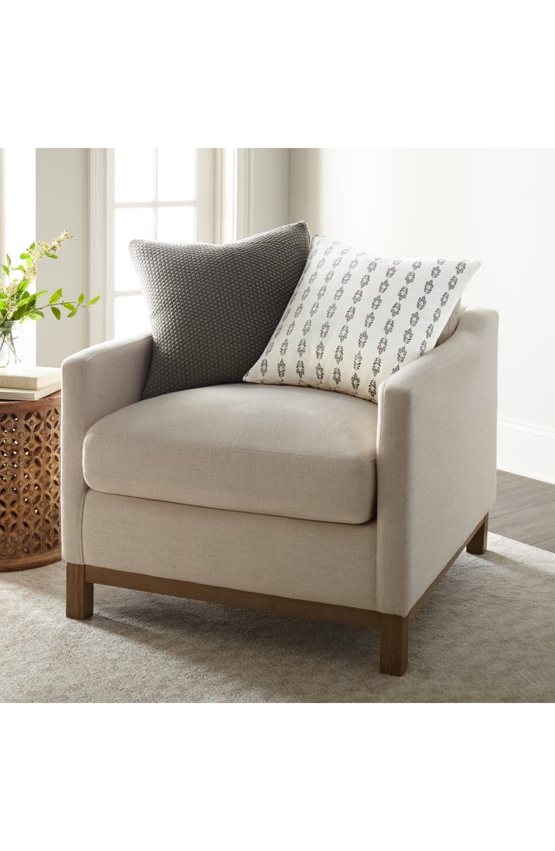 HOMESPUN Folk Leaves Cotton Throw Pillow, Alternate, color, Gray