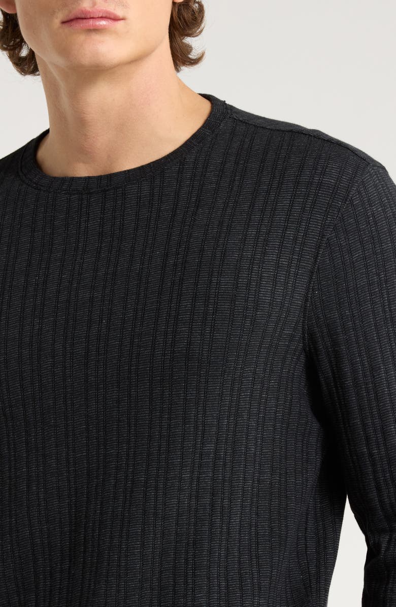 John Varvatos Fern Feeder Stripe Rib Long Sleeve T-Shirt, Alternate, color, Black