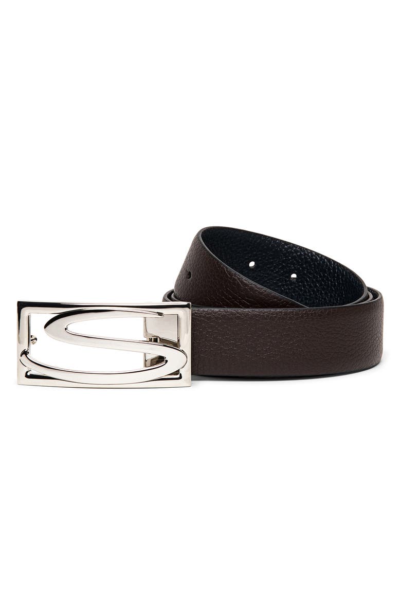 Santoni Reversible Leather Belt, Alternate, color,