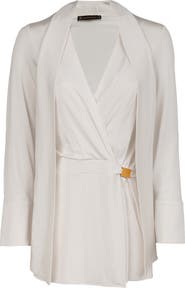 ViX Paula Hermanny Rosalie Long Sleeve Faux Wrap Cover-Up Minidress