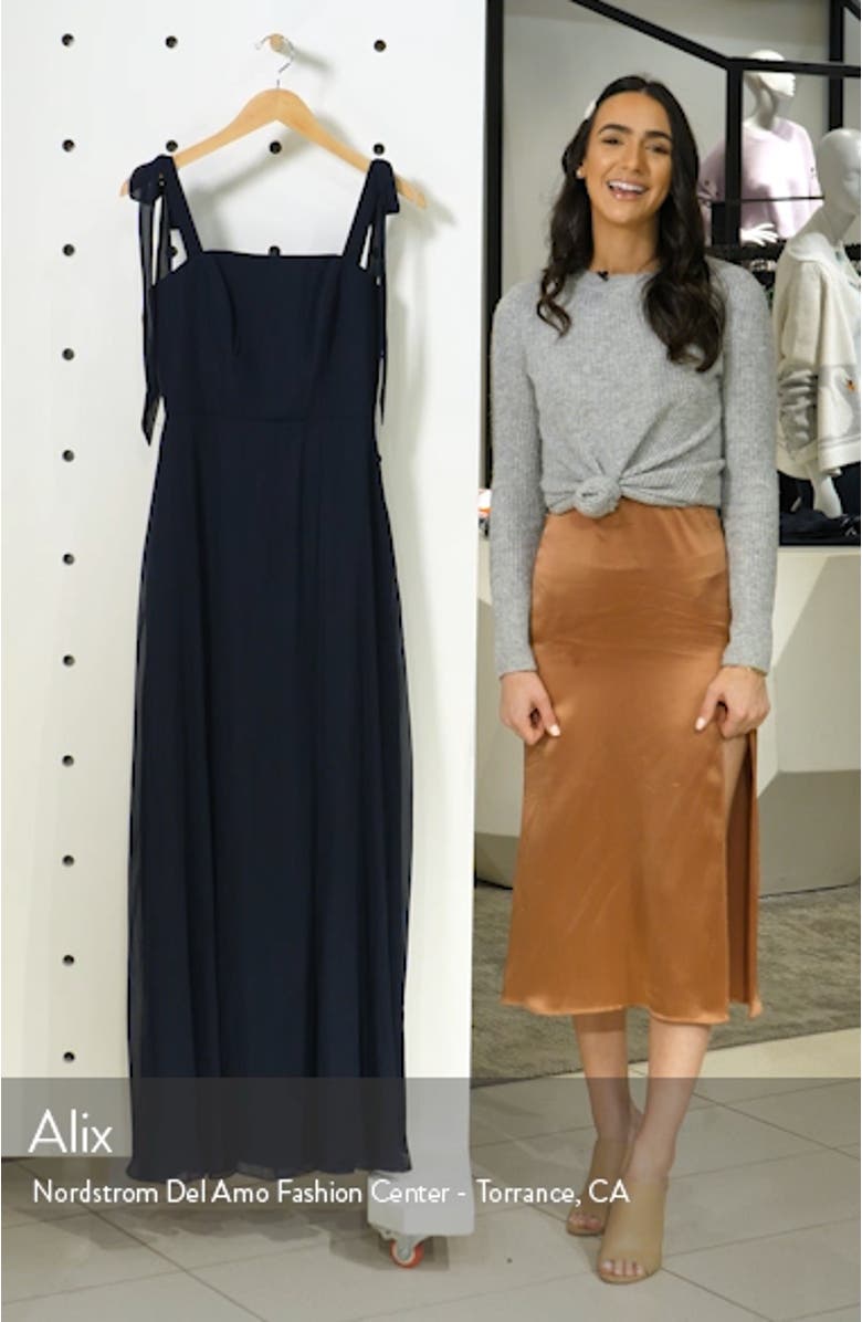 Shoulder Tie Chiffon A-Line Gown, sales video thumbnail