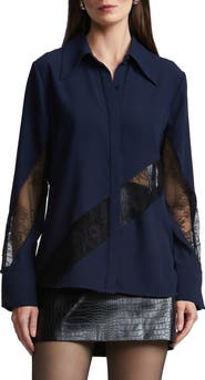 BCBGMAXAZRIA Lex Lace Inset Shirt