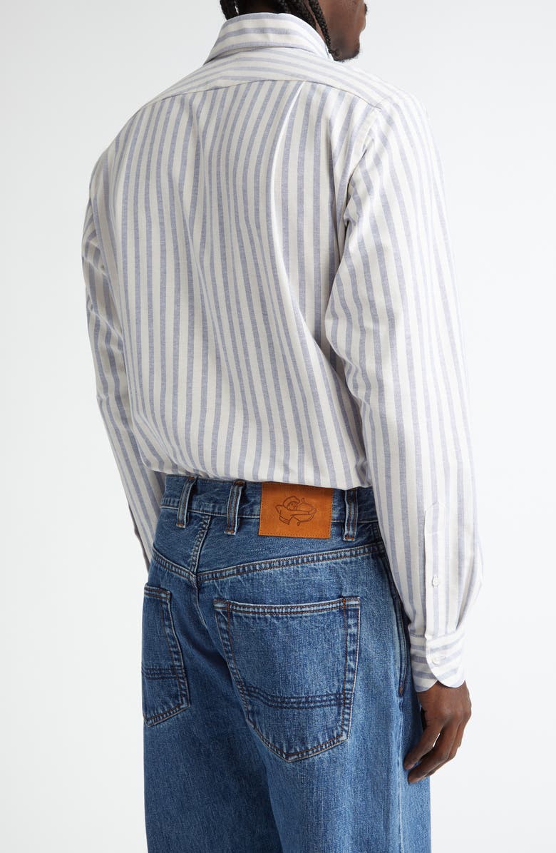 Drake's Stripe Cotton Oxford Button-Up Shirt, Alternate, color,