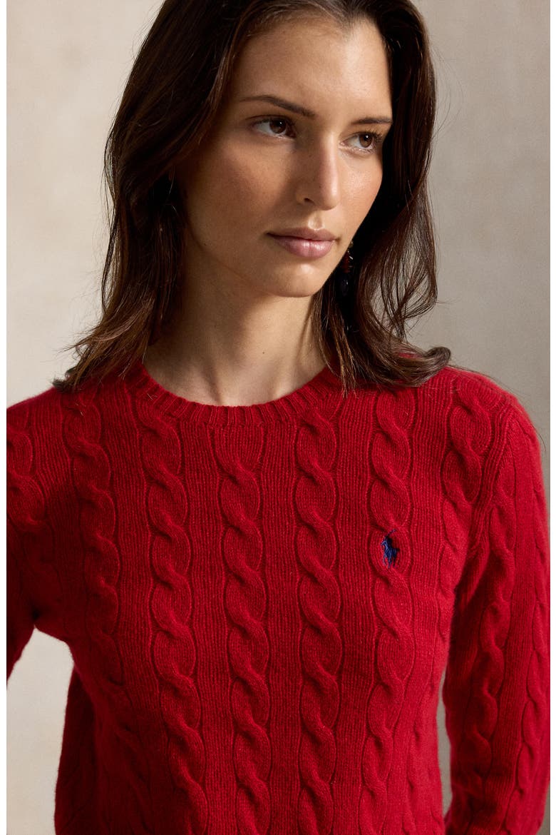 Cable Knit Wool & Cashmere Sweater, Alternate, color, UNVRSTY RD