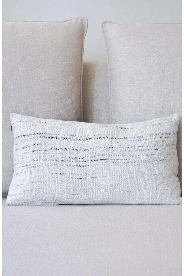 Pima Lineas Lumbar Pillow, Alternate, color, Ivory/Black