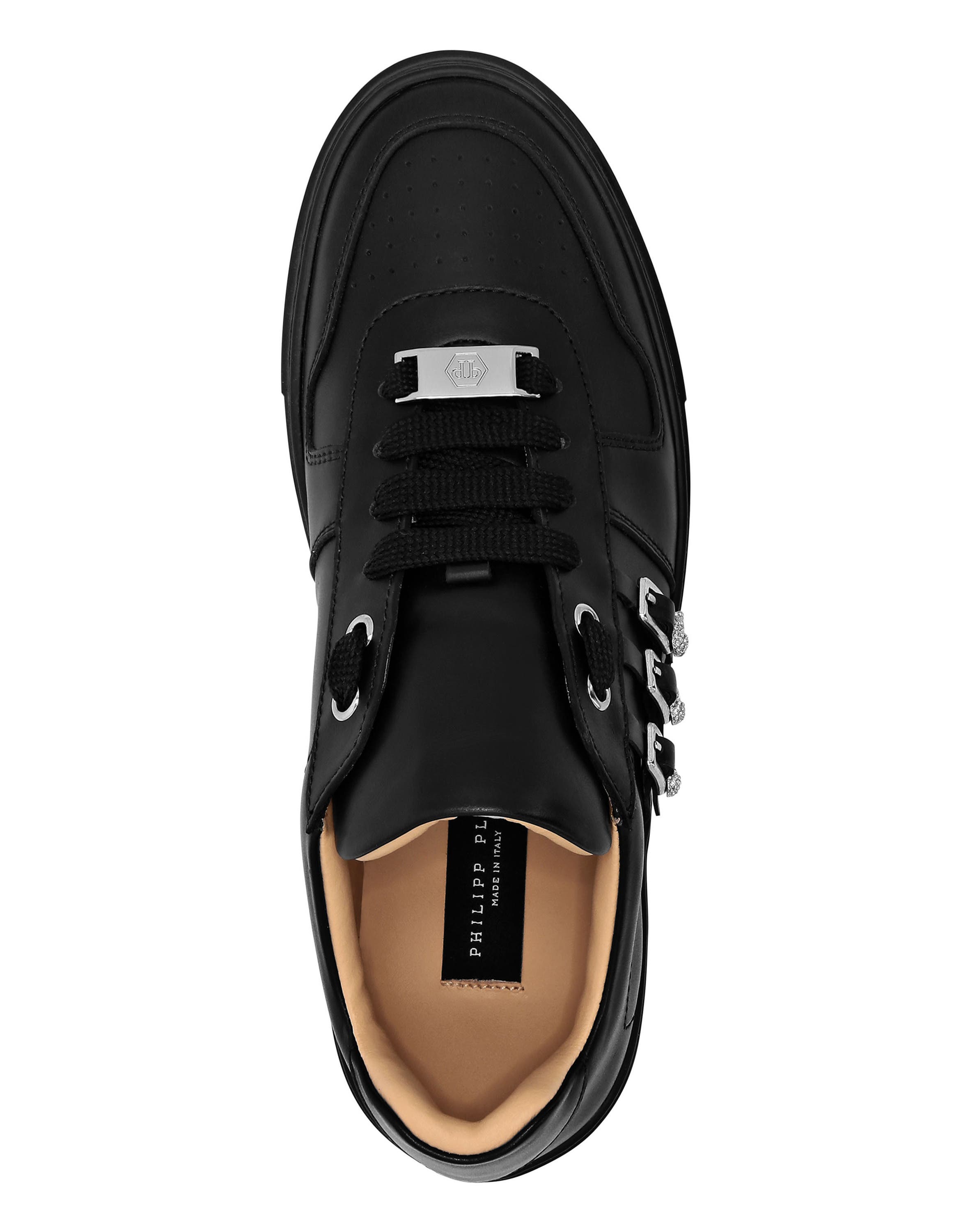 Nappa Leather Lo-Top Sneakers Skull Logo Women, Alternate, color, black/black