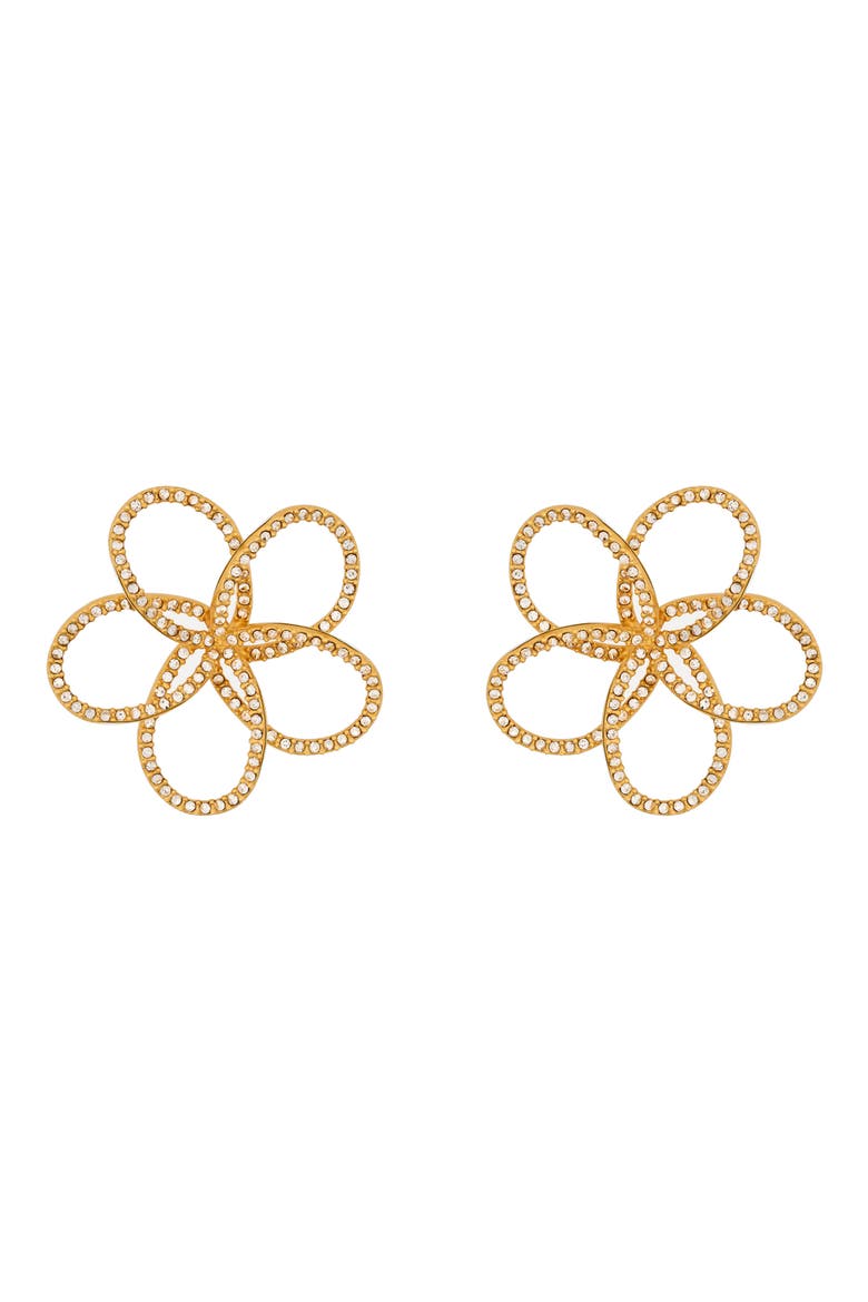 Crystal Pavé Flower Chain Earrings, Main, color, GOLD/ CRYSTAL