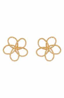 Crystal Pavé Flower Chain Earrings