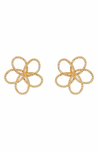 Crystal Pavé Flower Chain Earrings