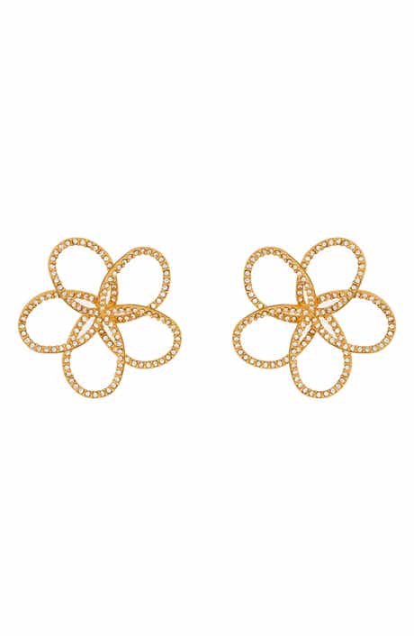 Crystal Pavé Flower Chain Earrings