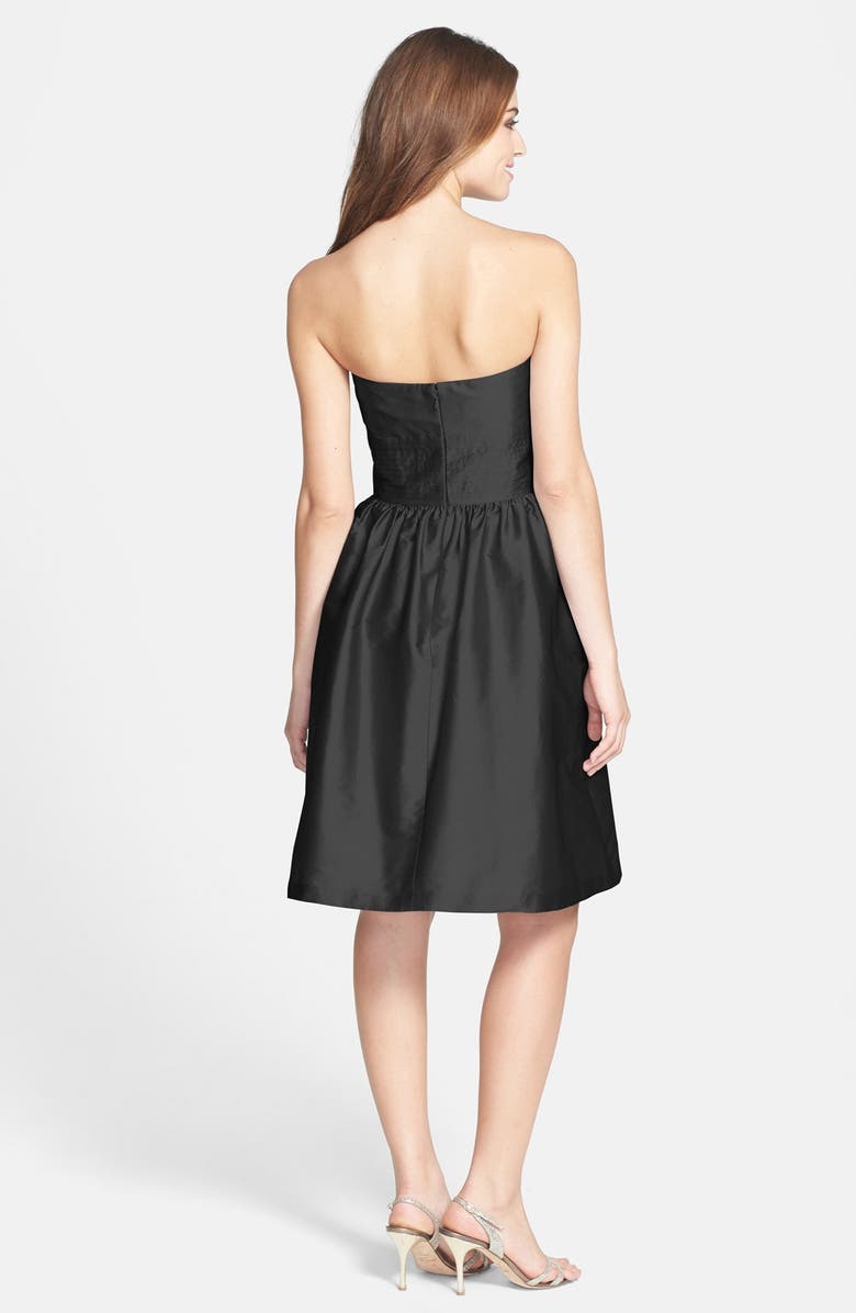 Alfred Sung Strapless Satin Fit & Flare Dress, Alternate, color, 