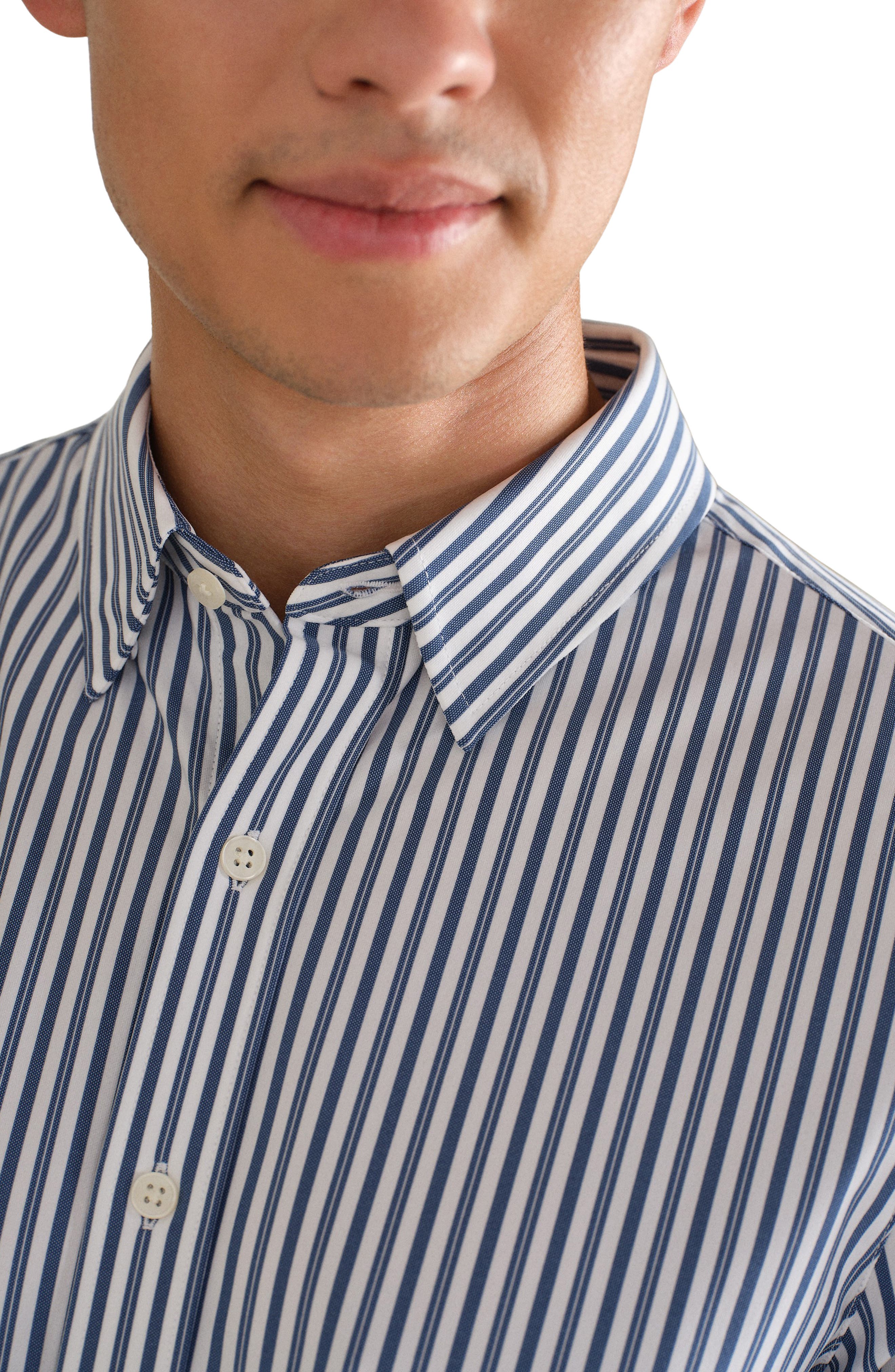 Commuter Slim Fit Stripe Performance Button-Up Shirt - image 4