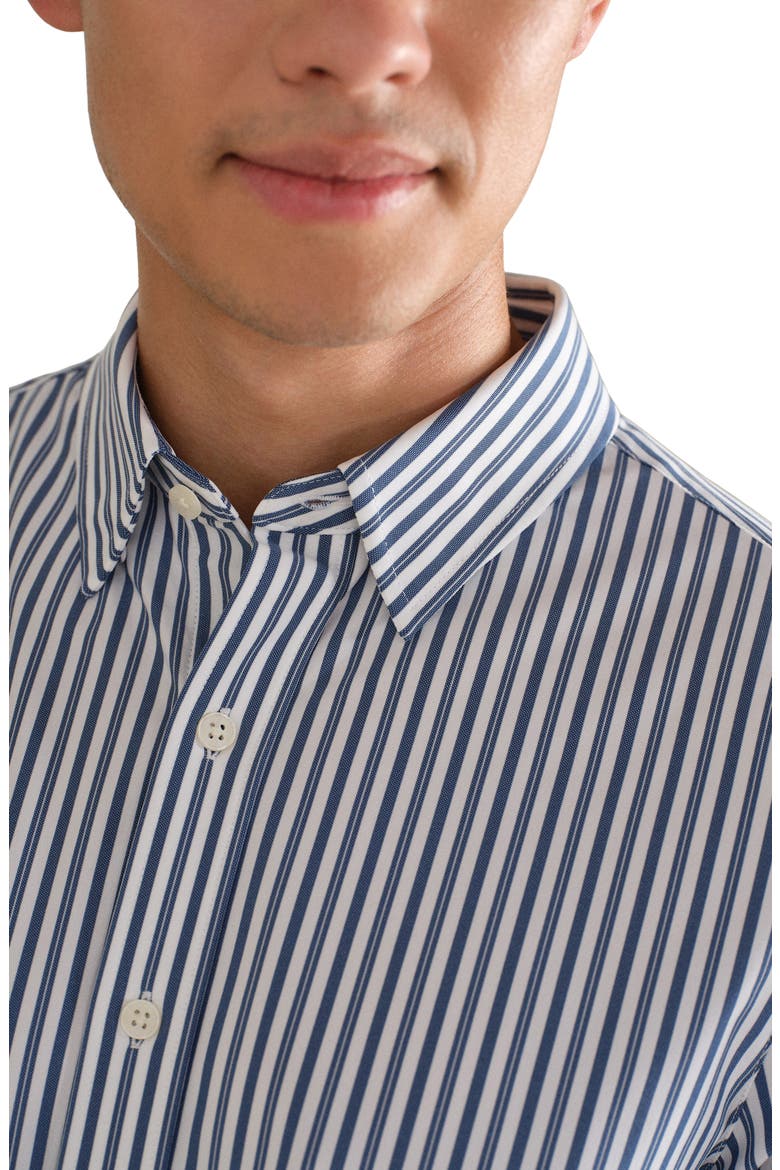 Commuter Slim Fit Stripe Performance Button-Up Shirt, Alternate, color, NAVY/ WHITE VINTAGE STRIPE
