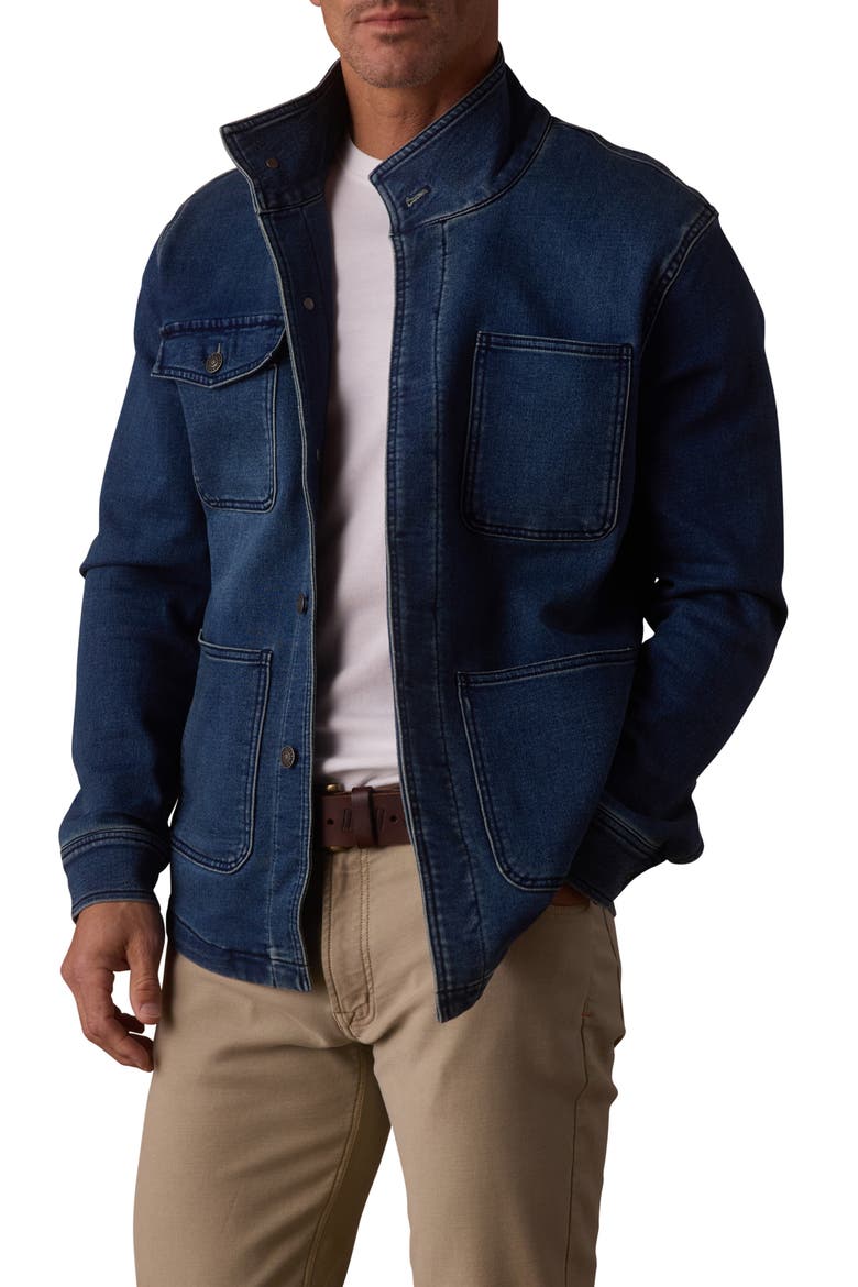 Comfort Terry Denim Chore Coat, Main, color, DARK WASH