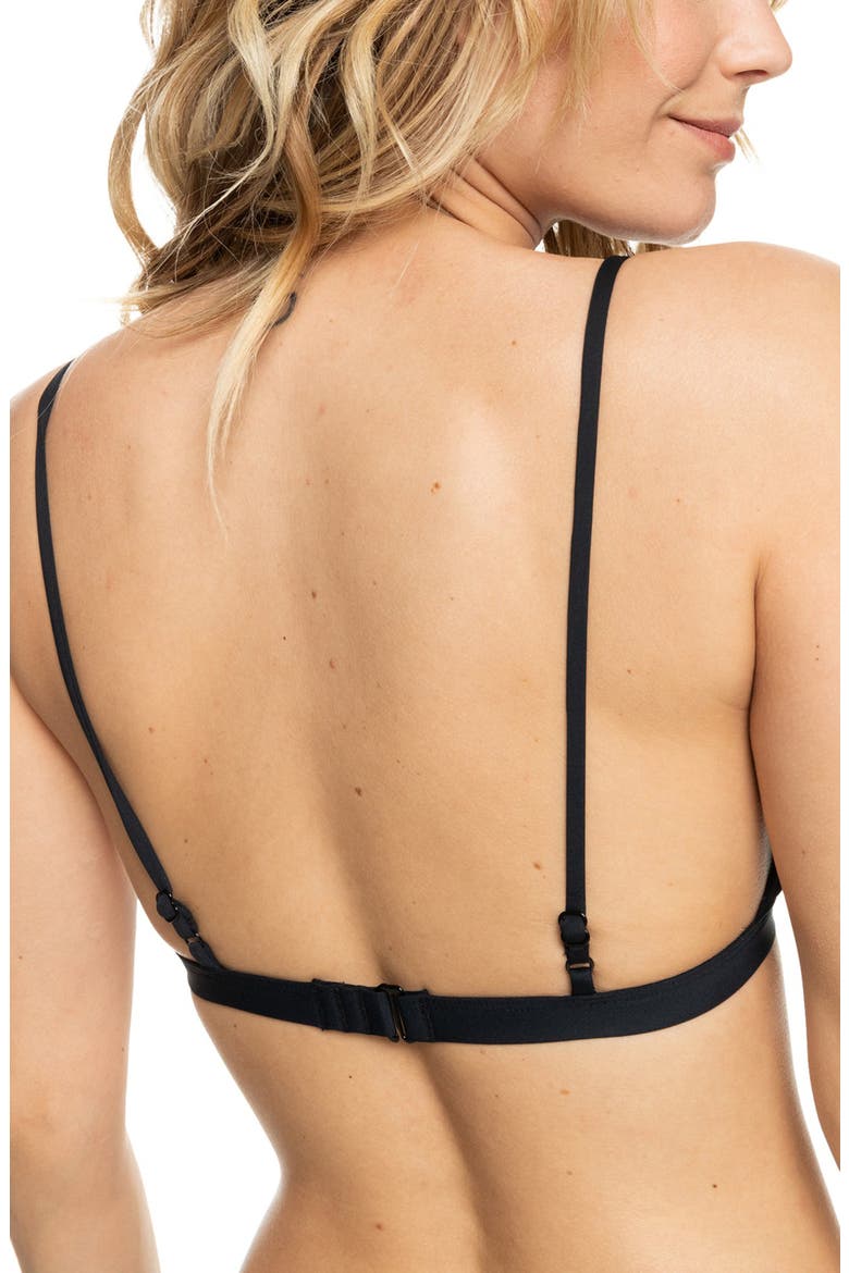 Beach Classics Fixed Triangle Bikini Top, Alternate, color, ANTHRACITE