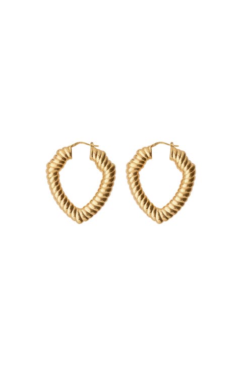 Large Shield Twisted Hoop Earrings