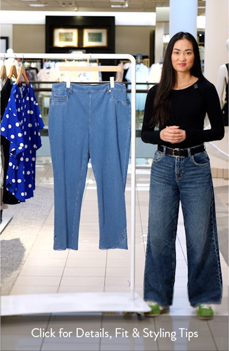 Yori Eyelet Fringe Hem Crop Straight Leg Jeans, sales video thumbnail