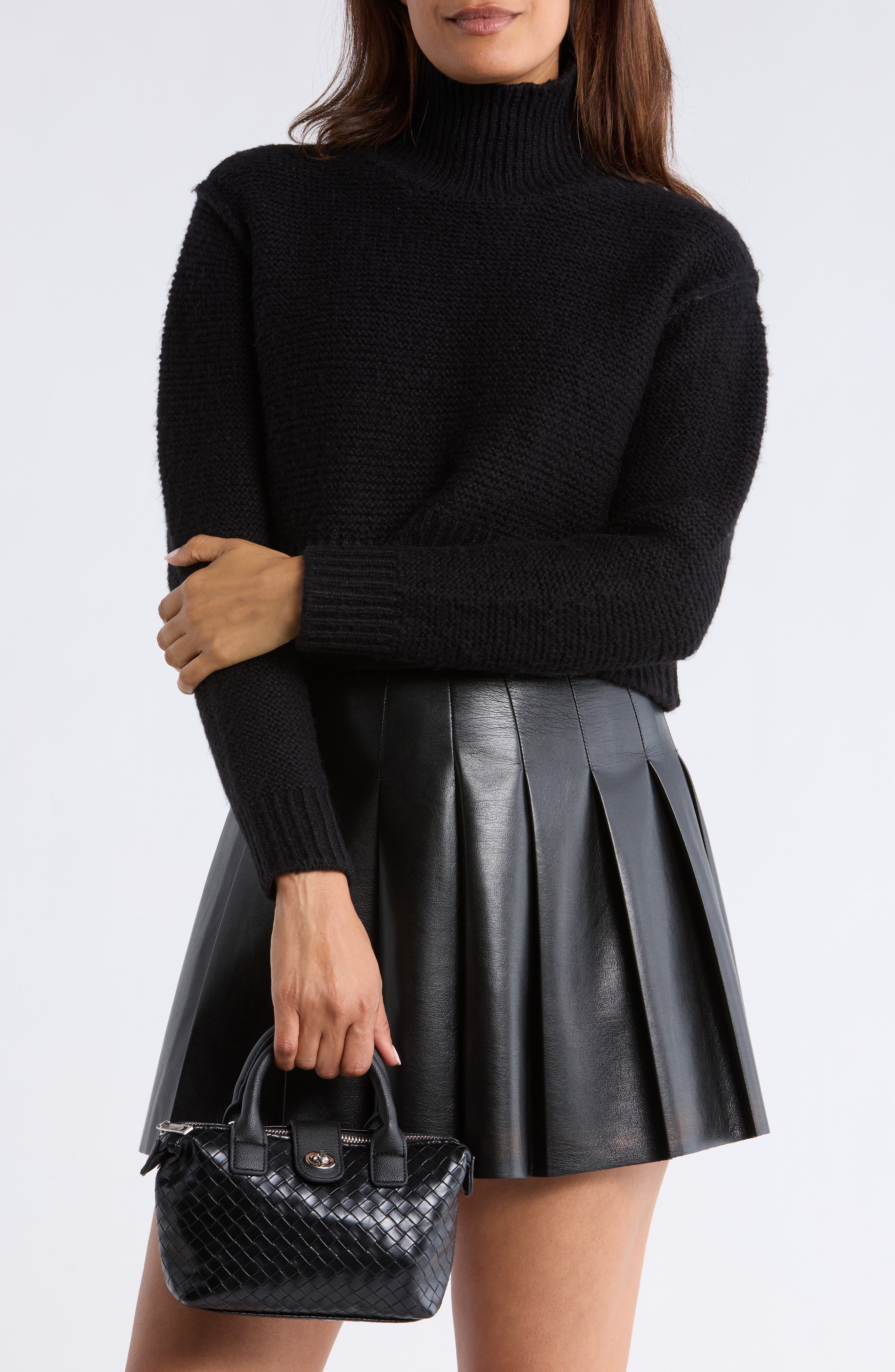 Madden Girl Mini Woven Tote, Alternate, color, Black