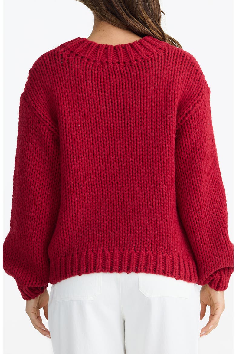 Heart On My Sleeve Sweater, Alternate, color, CHERRY W OFF WHITE