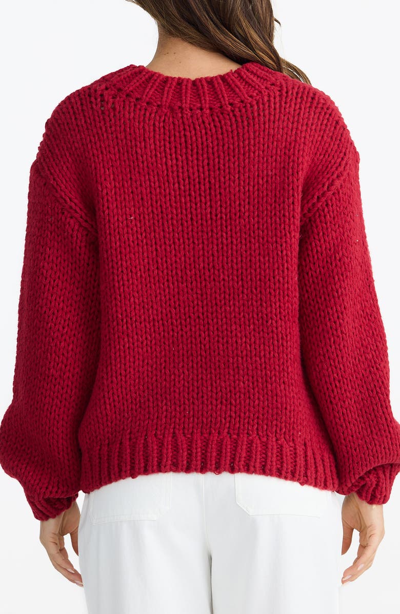 Brave+True Heart On My Sleeve Sweater, Alternate, color, Cherry W Off White