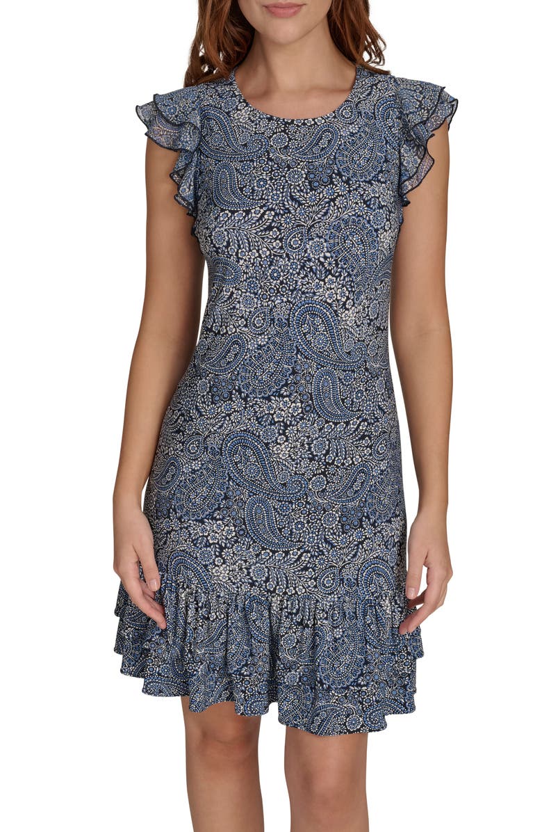 Tommy Hilfiger Tiered Flutter Sleeve Dress, Alternate, color,