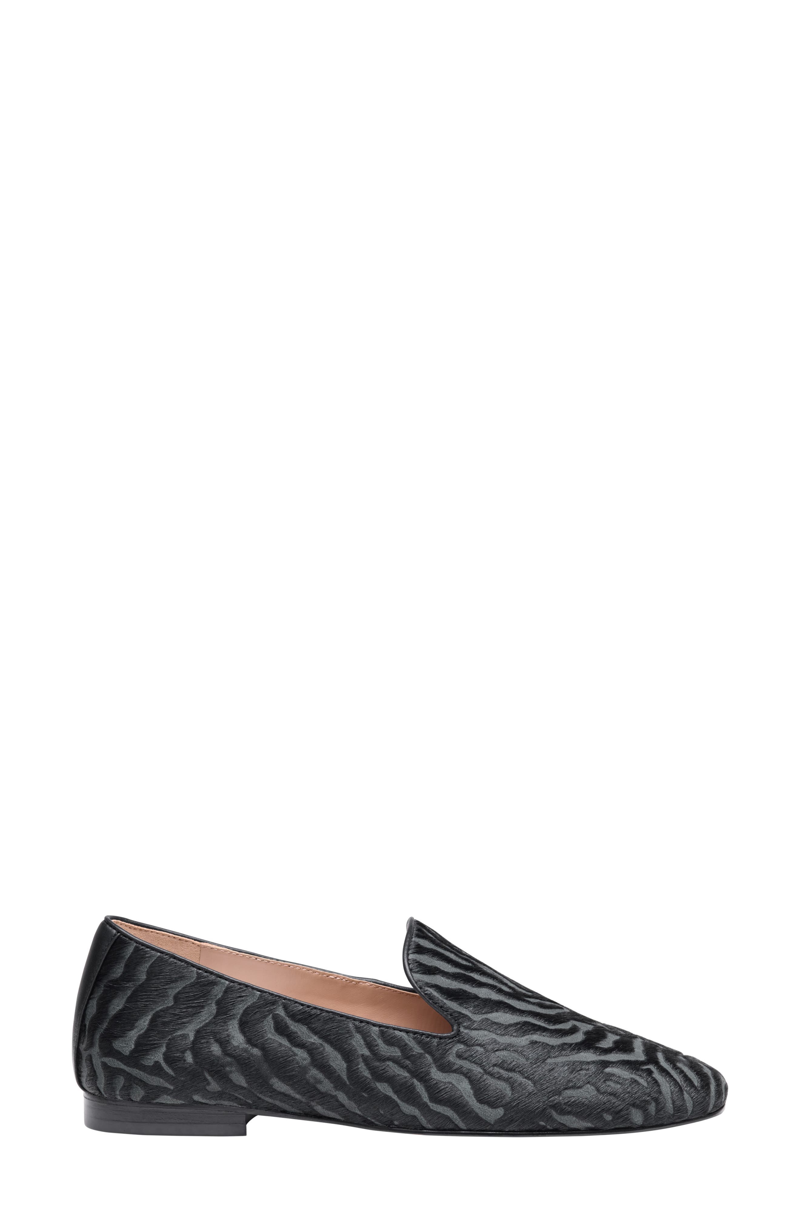 Isabel Genuine Calf Hair Venetian Loafer, Alternate, color, BLACK ZEBRA PATTERNED HAIRCALF
