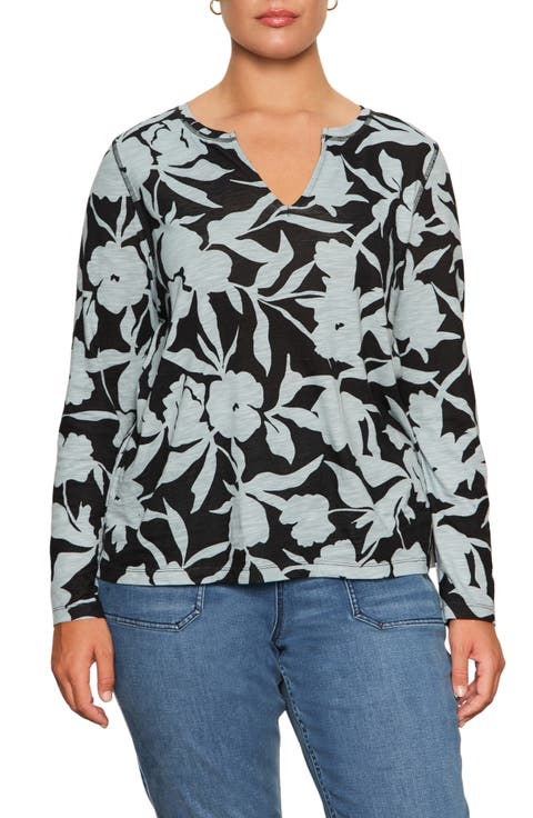 Perfect Notch Print Long Sleeve T-Shirt (Plus)