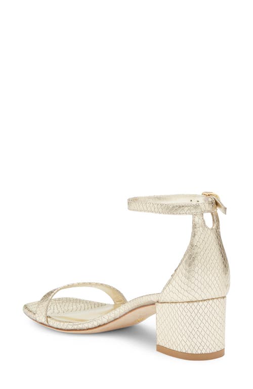 Stuart Weitzman Simple Curve Block Heel Sandal In Platino