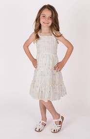 Popatu Kids' Floral Embroidery Tiered Dress