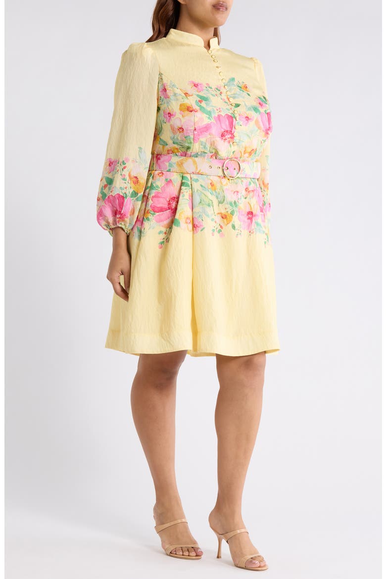 Placed Floral Long Sleeve Dress, Alternate, color, BUTTERCUP MULTI