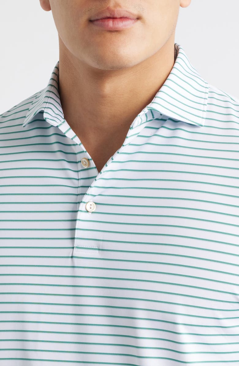 Peter Millar Dunnes Stripe Performance Jersey Polo, Alternate, color, White / Snow Pea